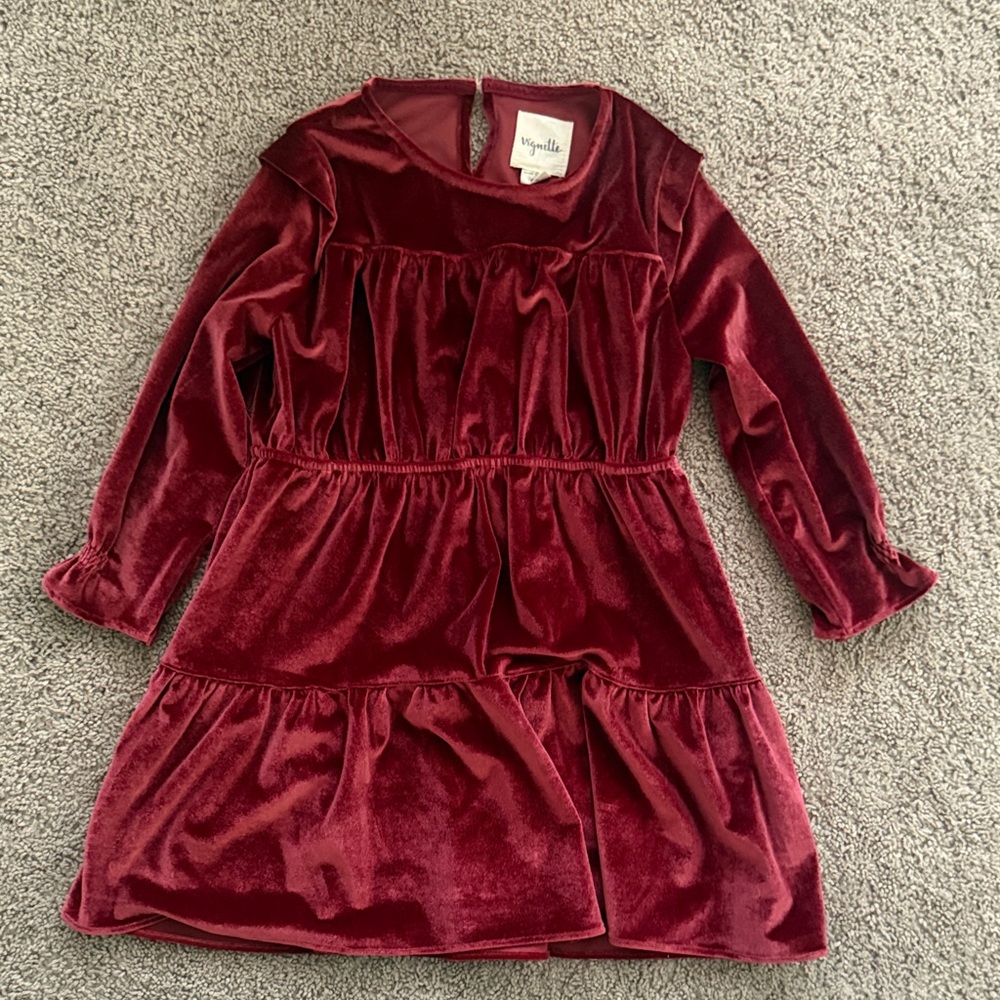 Elegant Velvet Kids Dress in Rich Burgundy